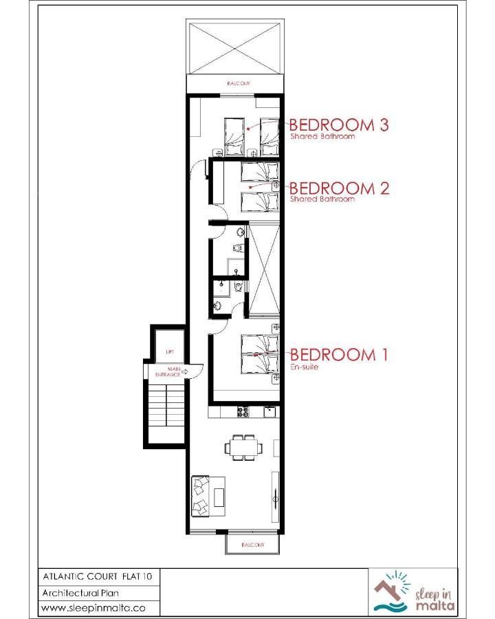 F10 Room 3, Private Room Two Single Beds Shared Bathroom In Shared Flat Msida Exterior photo